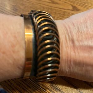Vintage Signed Renoir Copper Shadow Coil Cuff Bracelet MCM Modernist